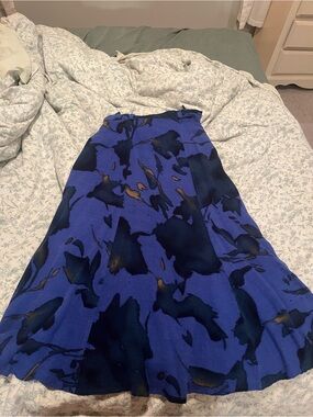 Women's Blue Abstract-Print A-Line Skirt